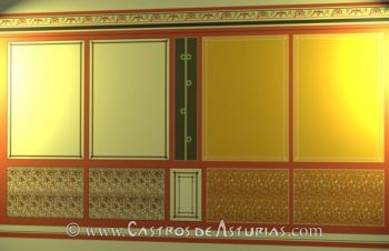 Chao Samartín, Grandas de Salime. Reconstrucción de panel pictórico de una de las estancias de la domus